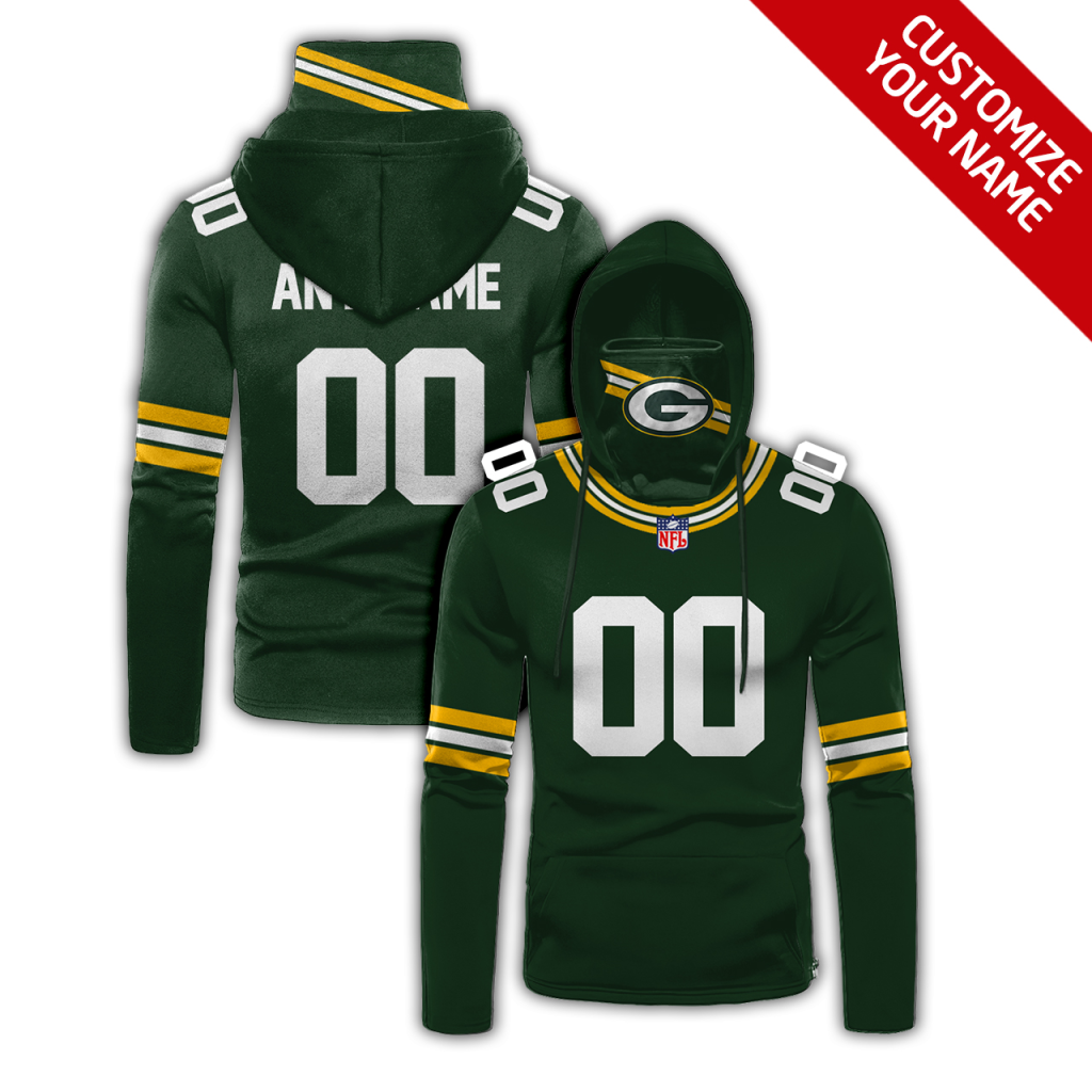 Men's Green Bay Packers 2020 Green Customize Hoodie Mask